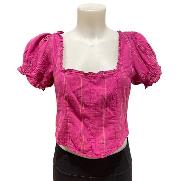 FREE PEOPLE Seratonin Corset Top in Raspberry Sherbert size small New! - Picture 7 of 12